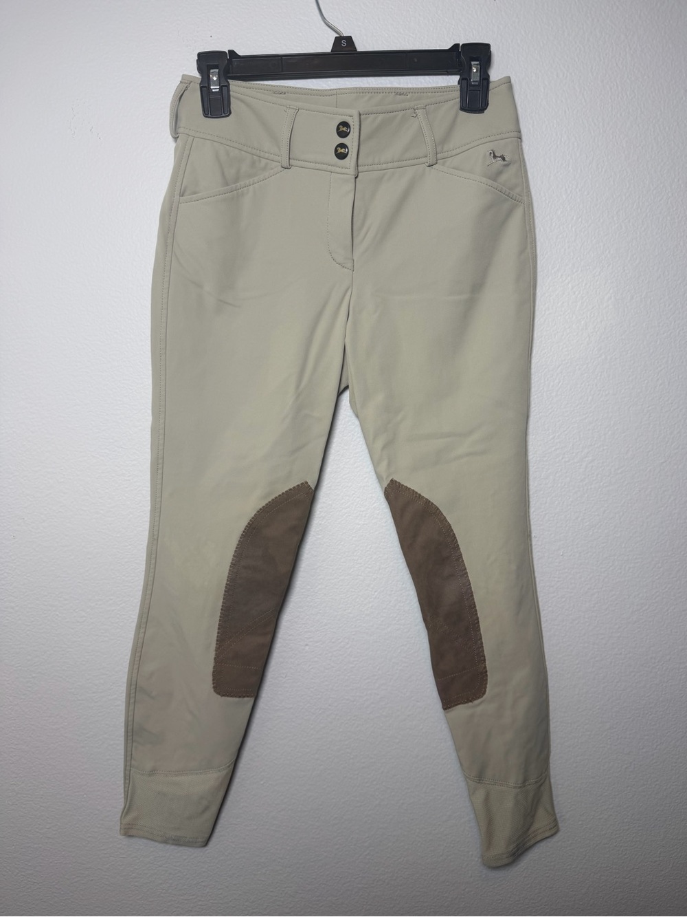 R.J Classics Beige Riding Breeches with Brown Knee Patches 26R -FLAWED